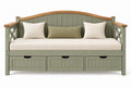 Panca, schienale sagomato e tre cassetti inferiori, verde/marrone/beige
