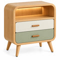 Comodino, vano superiore e due cassetti, marrone/beige/verde