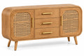Credenza, due ante intrecciate e tre cassetti centrali, marrone